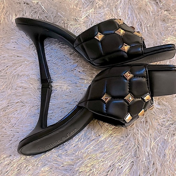 Olivia & Kate Black with Embellished Gold Studs, 3” High Heel Stiletto - Picture 1 of 7